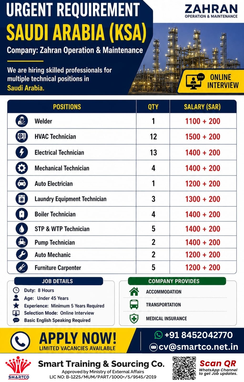 URGENT REQUIREMENT 🇸🇦 SAUDI ARABIA (KSA)