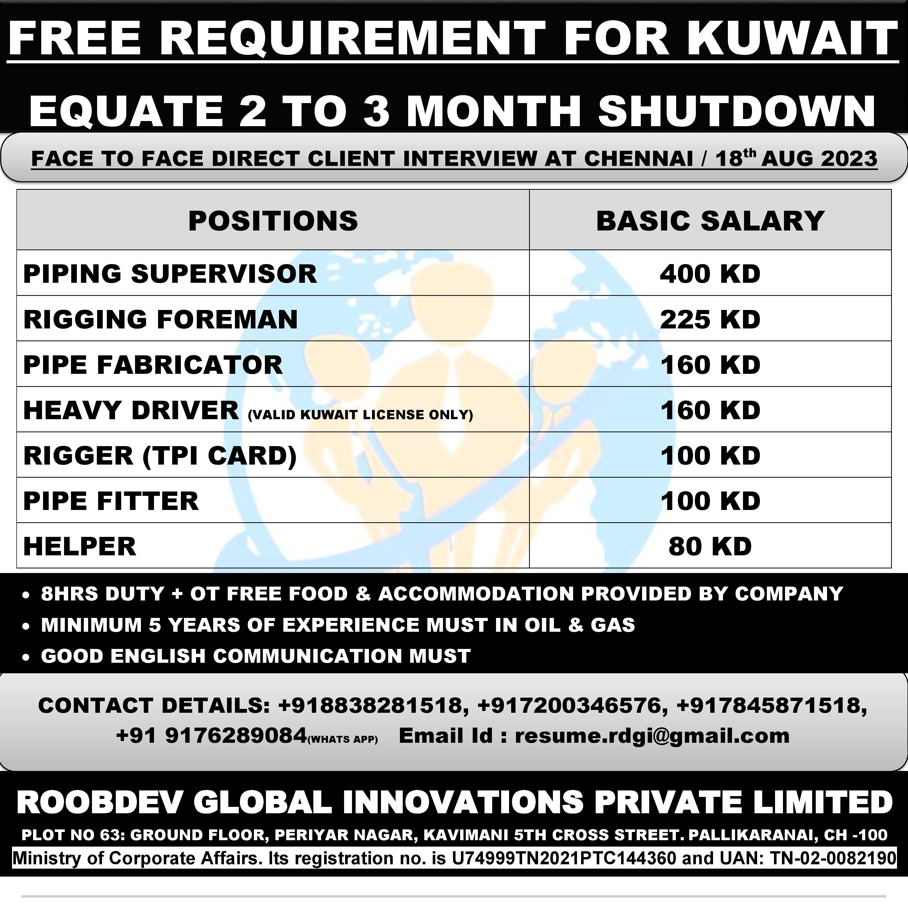 FREE RECRUITMENT - EQUATE SHUTDOWN