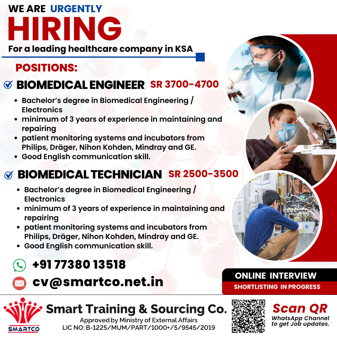 WE ARE URGENTLY HIRING For a leading healthcare company in KSA POSITIONS