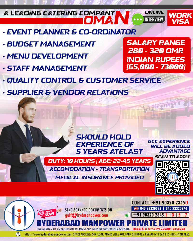 Urgent Hiring for A Leading Catering Company of OMAN