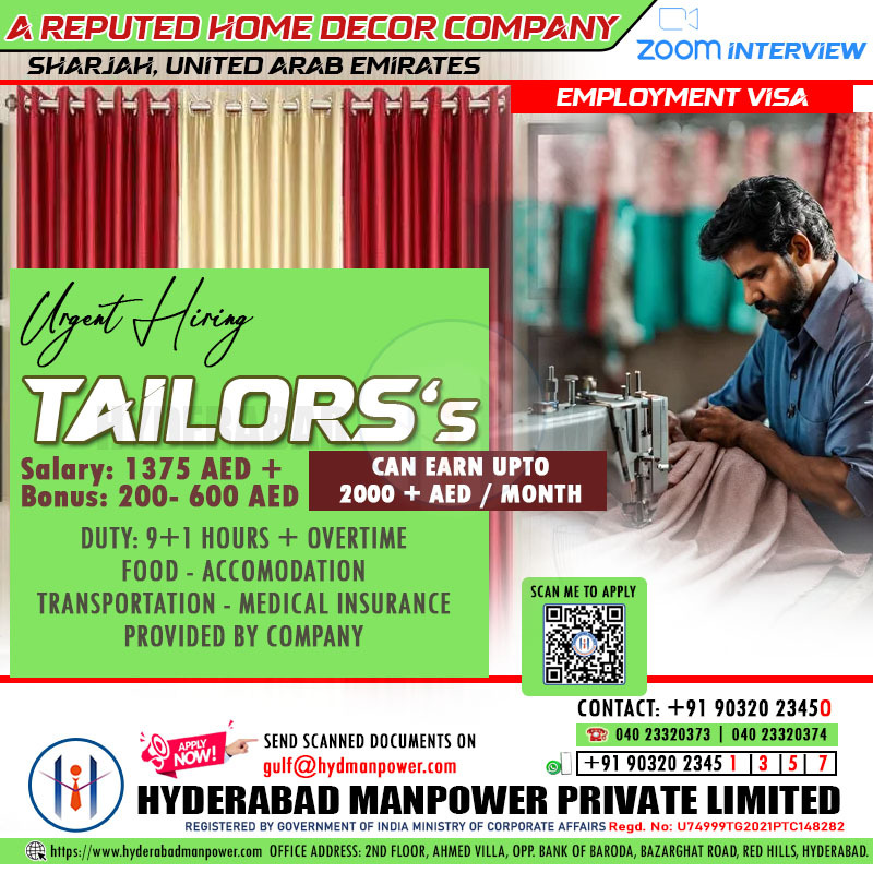 Urgent Hiring for A Reputed Home Decor Company - UAE