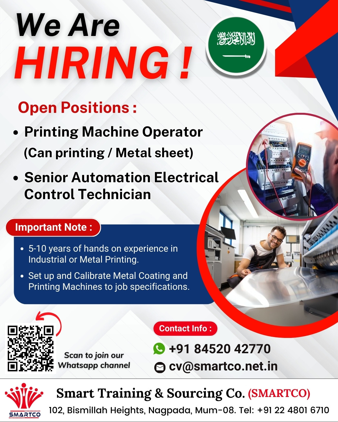 We Are HIRING! Open Positions: • Printing Machine Operator 