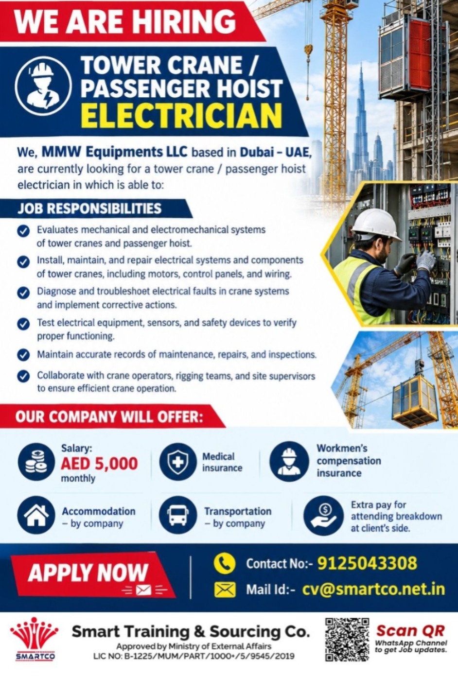 WE ARE HIRING: TOWER CRANE / PASSENGER HOIST ELECTRICIAN