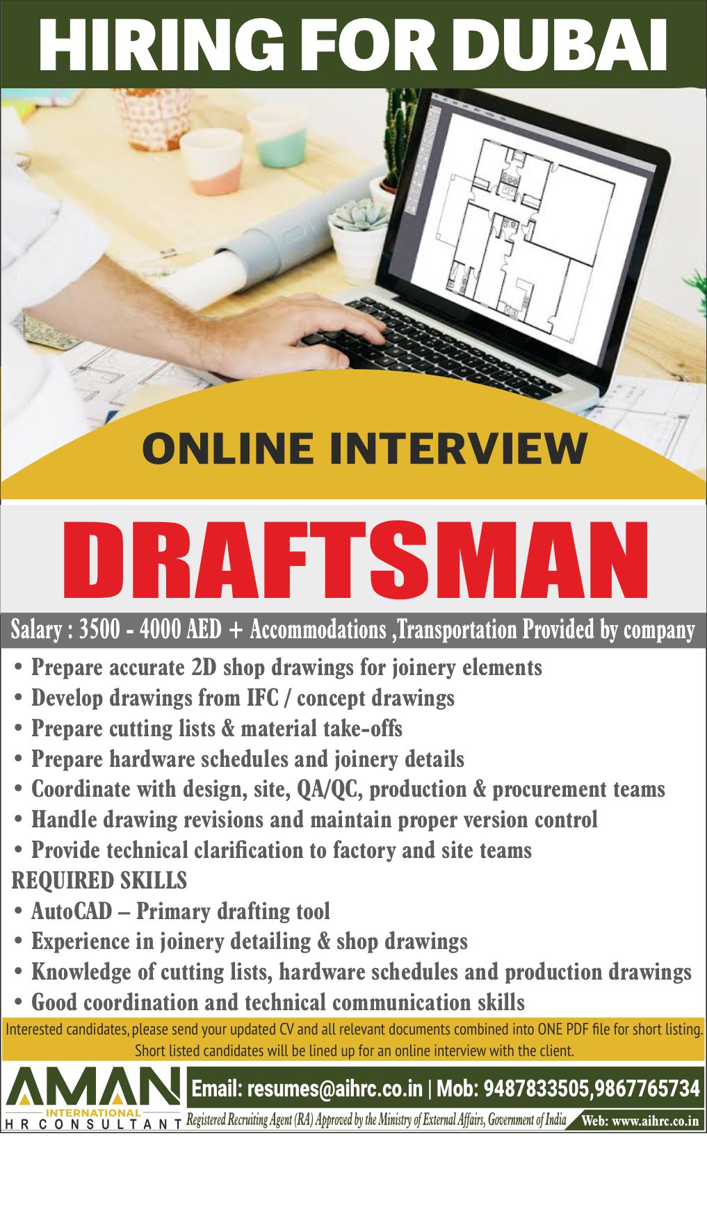 HIRING FOR DUBAI – UAE