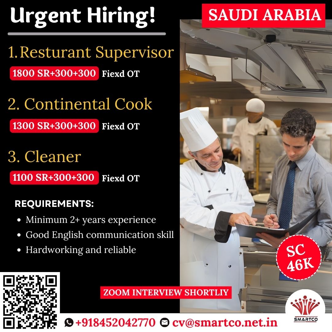 Urgent Hiring! SAUDI ARABIA