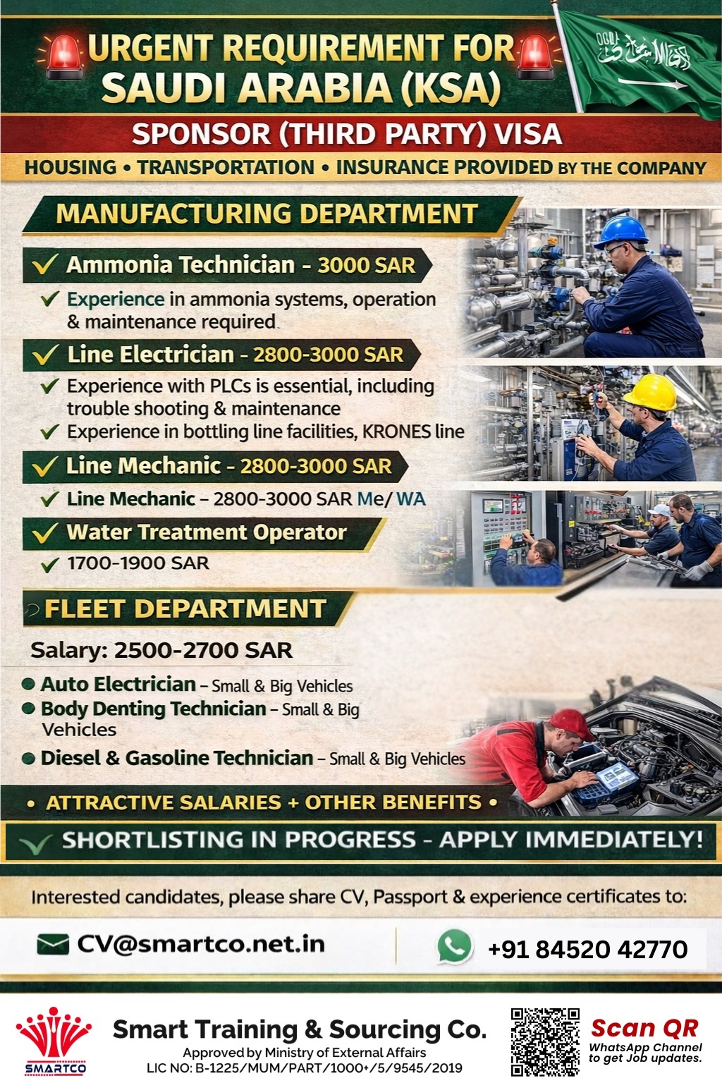 URGENT REQUIREMENT FOR SAUDI ARABIA (KSA)