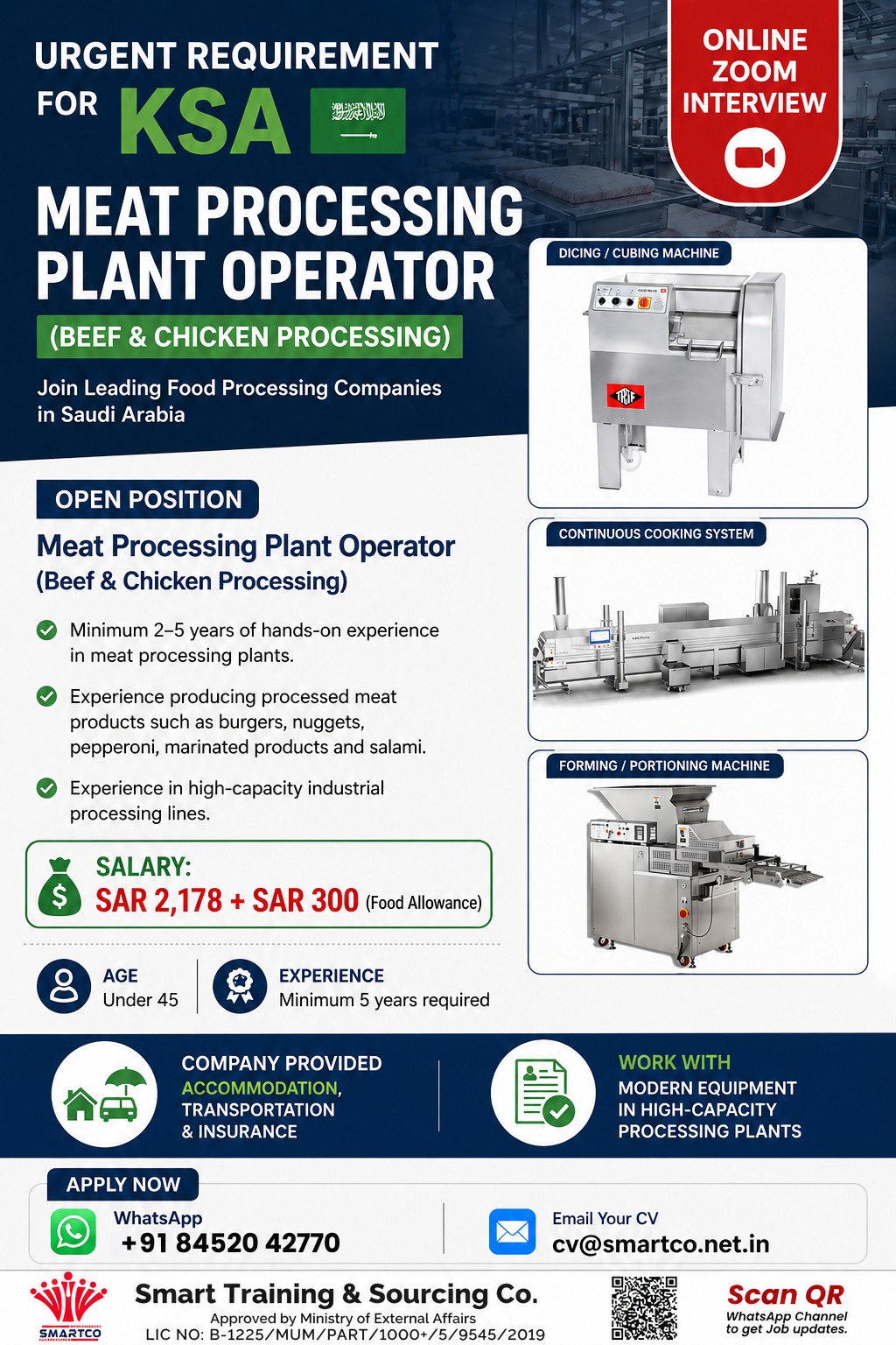  URGENT REQUIREMENT FOR KSA MEAT PROCESSING PLANT OPERATOR