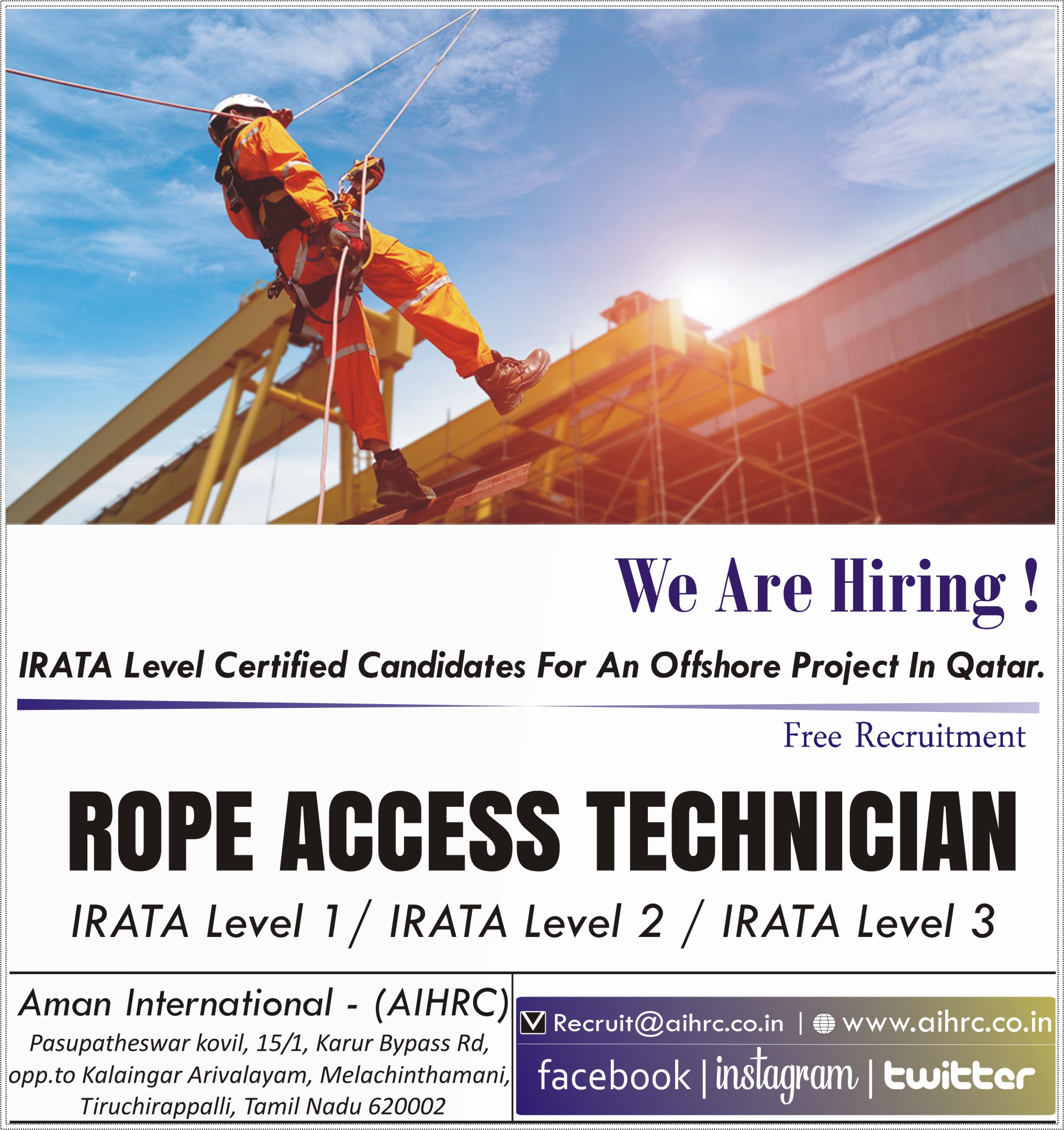 Requierd For Rope Technician Offshore Project | Qatar