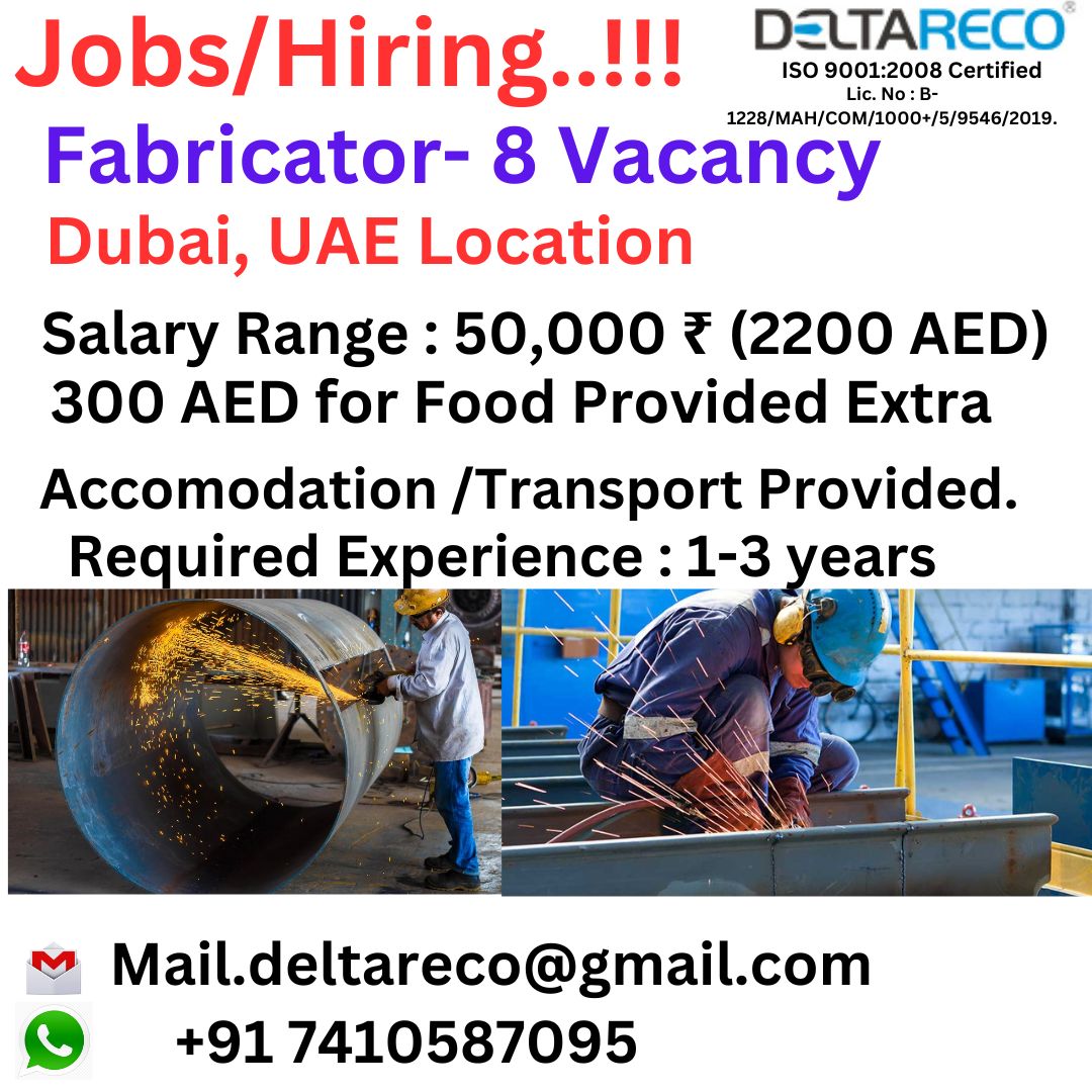 Hiring fabricator 8 vacancy 50k salary