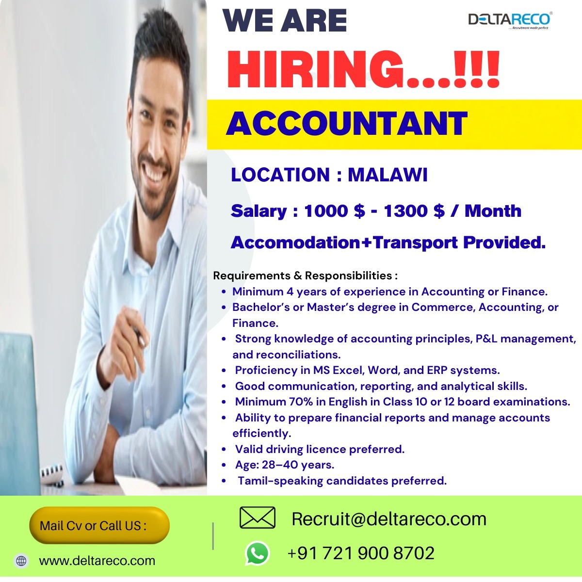 Hiring  Accountant for  Malawi