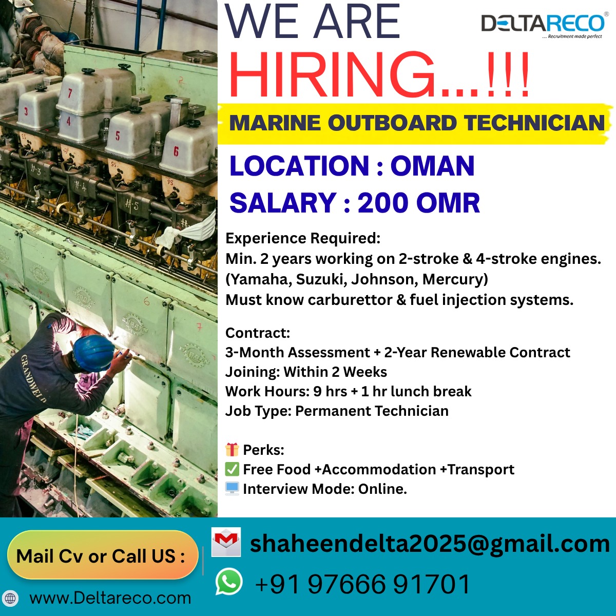 Hiring Marine Outboard Technician for  OMAN