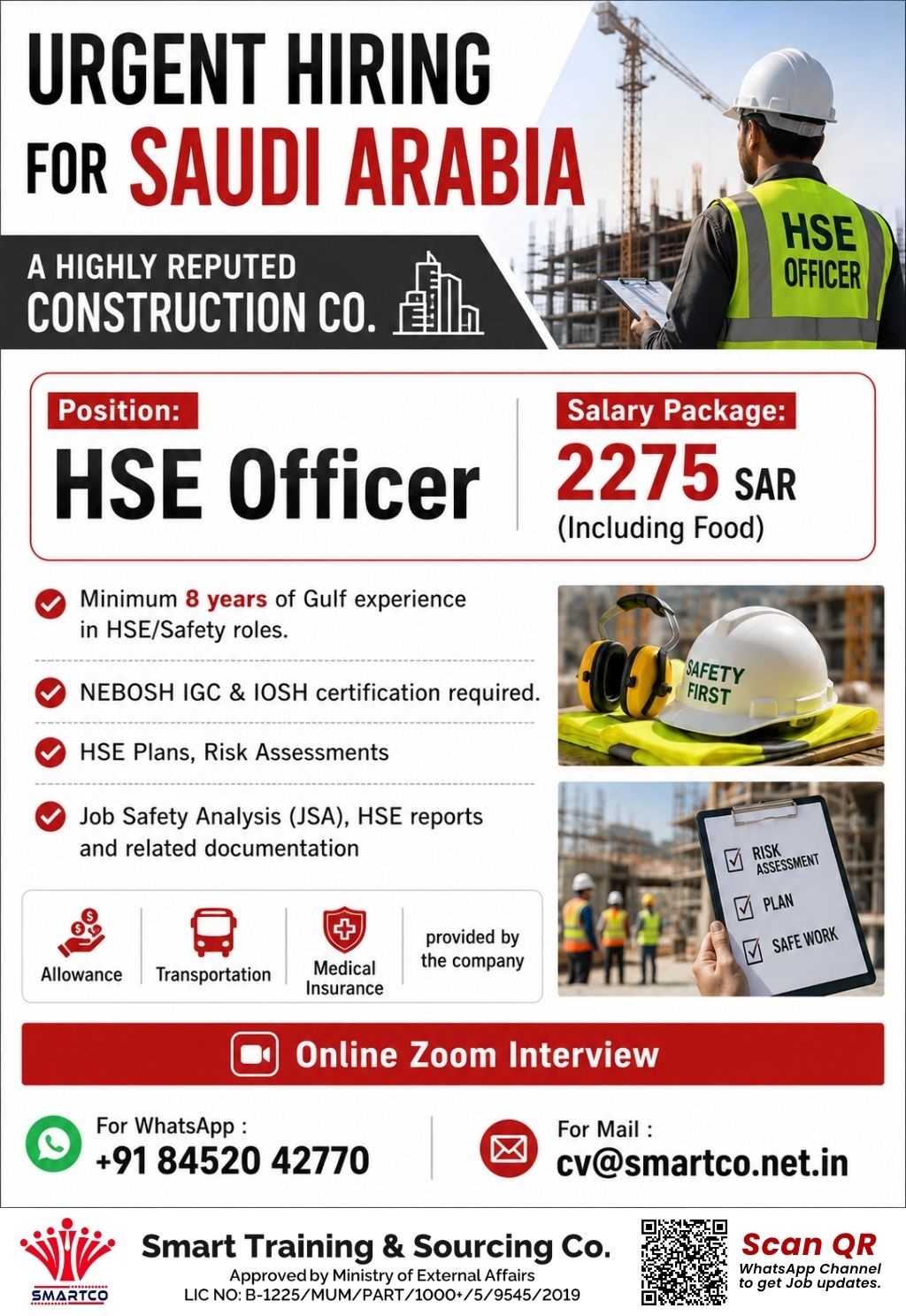 URGENT HIRING FOR SAUDI ARABIA A HIGHLY REPUTED CONSTRUCTION CO.