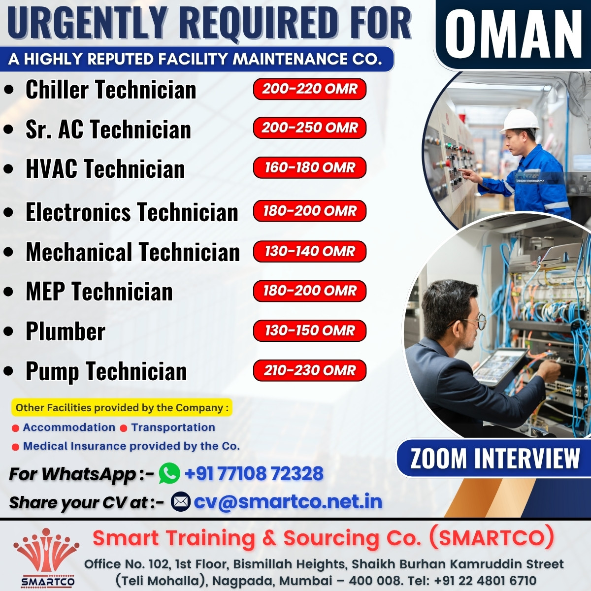URGENTLY REQUIRED FOR OMAN A HIGHLY REPUTED FACILITY MAINTENANCE CO.