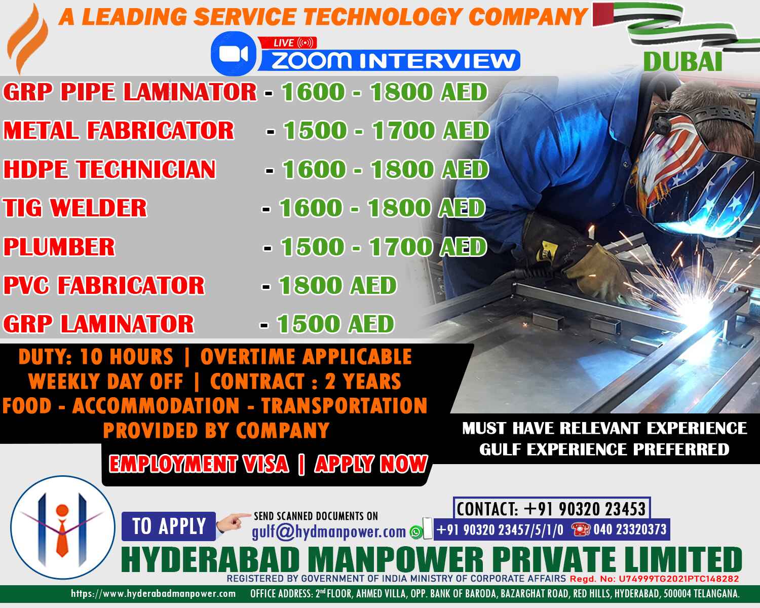 Urgent Hiring for A Leading Service Technology Company of DUBAI