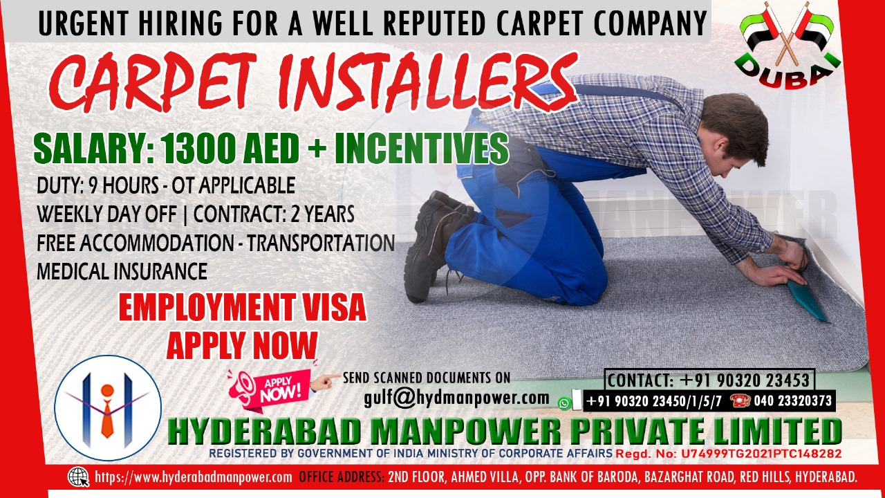 Urgent Hiring for A Well Reputed Carpet Company in DUBAI