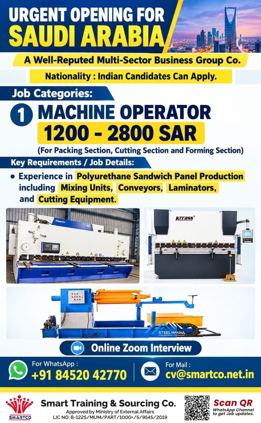URGENT OPENING FOR SAUDI ARABIA