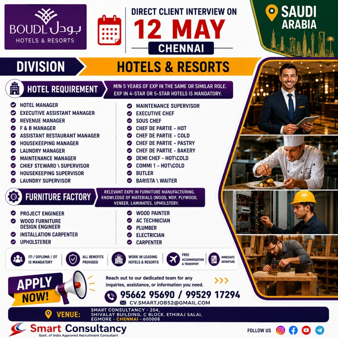 DIRECT CLIENT INTERVIEW ON 12 MAY – CHENNAI & TRICHY