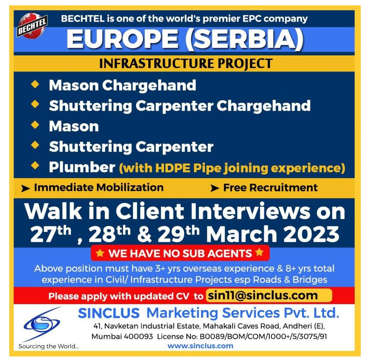 Infrastructure Project Serbia Europe Jobs