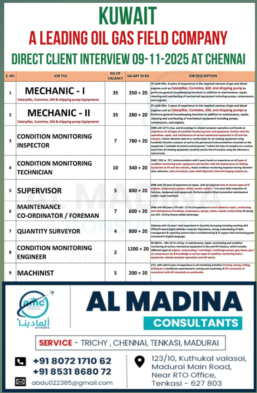 A LEADING OIL GAS FIELD COMPANY  DIRECT CLIENT INTERVIEW 09-11-2025 AT CHENNAI