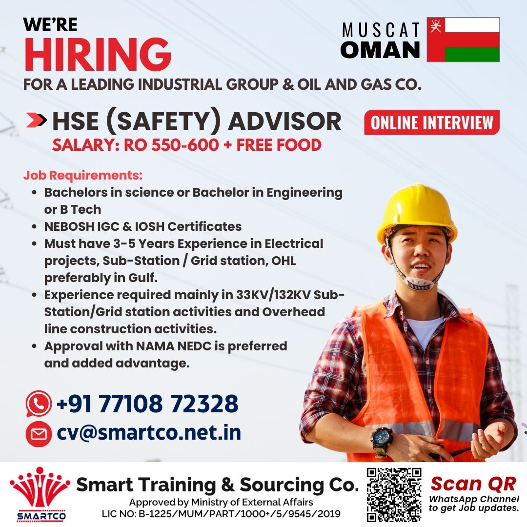 URGENTLY REQUIRED FOR OMAN FOR A LEADING INDUSTRIAL GROUP & OIL AND GAS CO.
