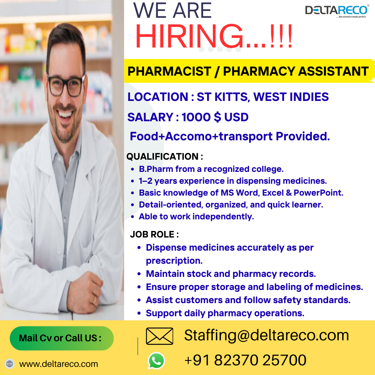 Hiring Pharmacist for St Kitts New Zealand