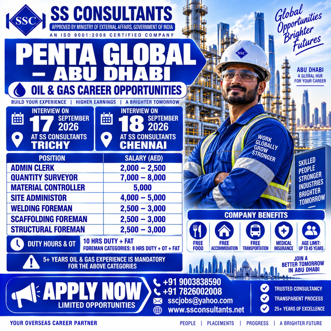 Penta Global Abu Dhabi Oil & Gas Jobs 2026 – Walk-in Interview in Trichy & Chennai