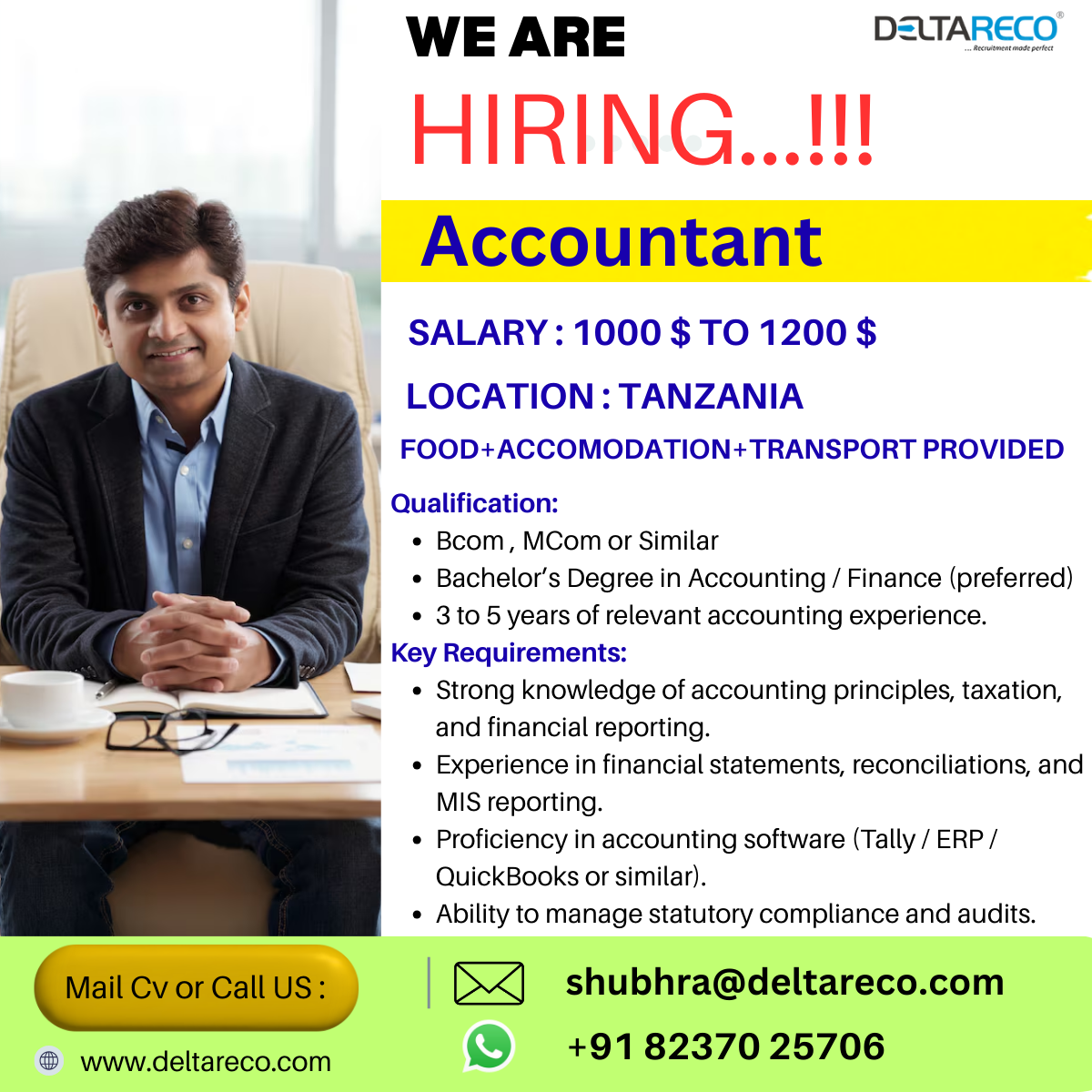 Hiring Senior Accountant for Tanzania With handsome Salary