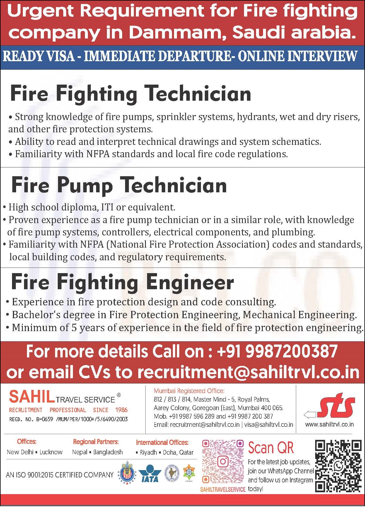 Required for Dammam, Saudi arabia.