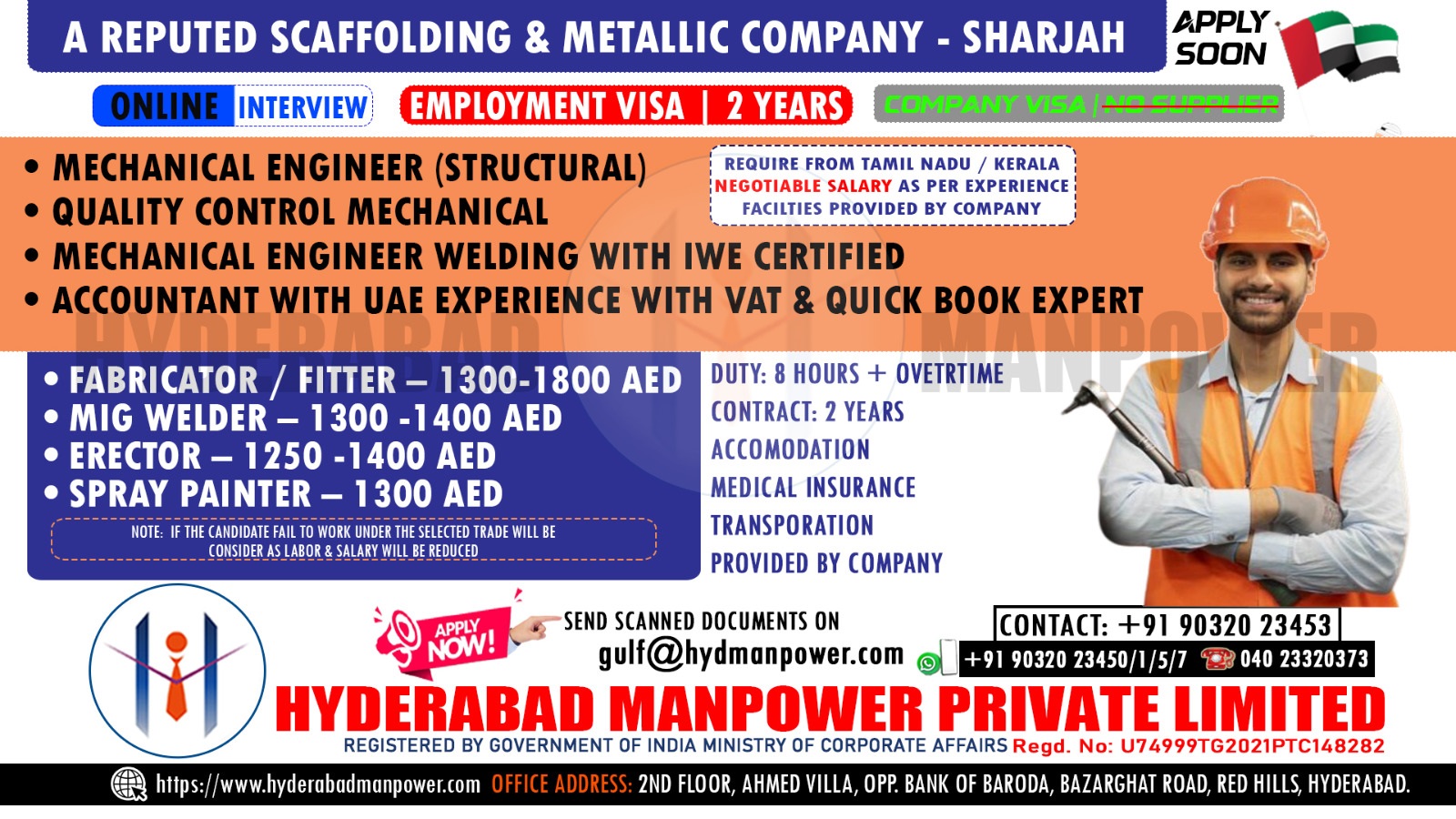 Urgent Hiring for A Leading Scaffolding & Metallic Company - SHARJAH UAE