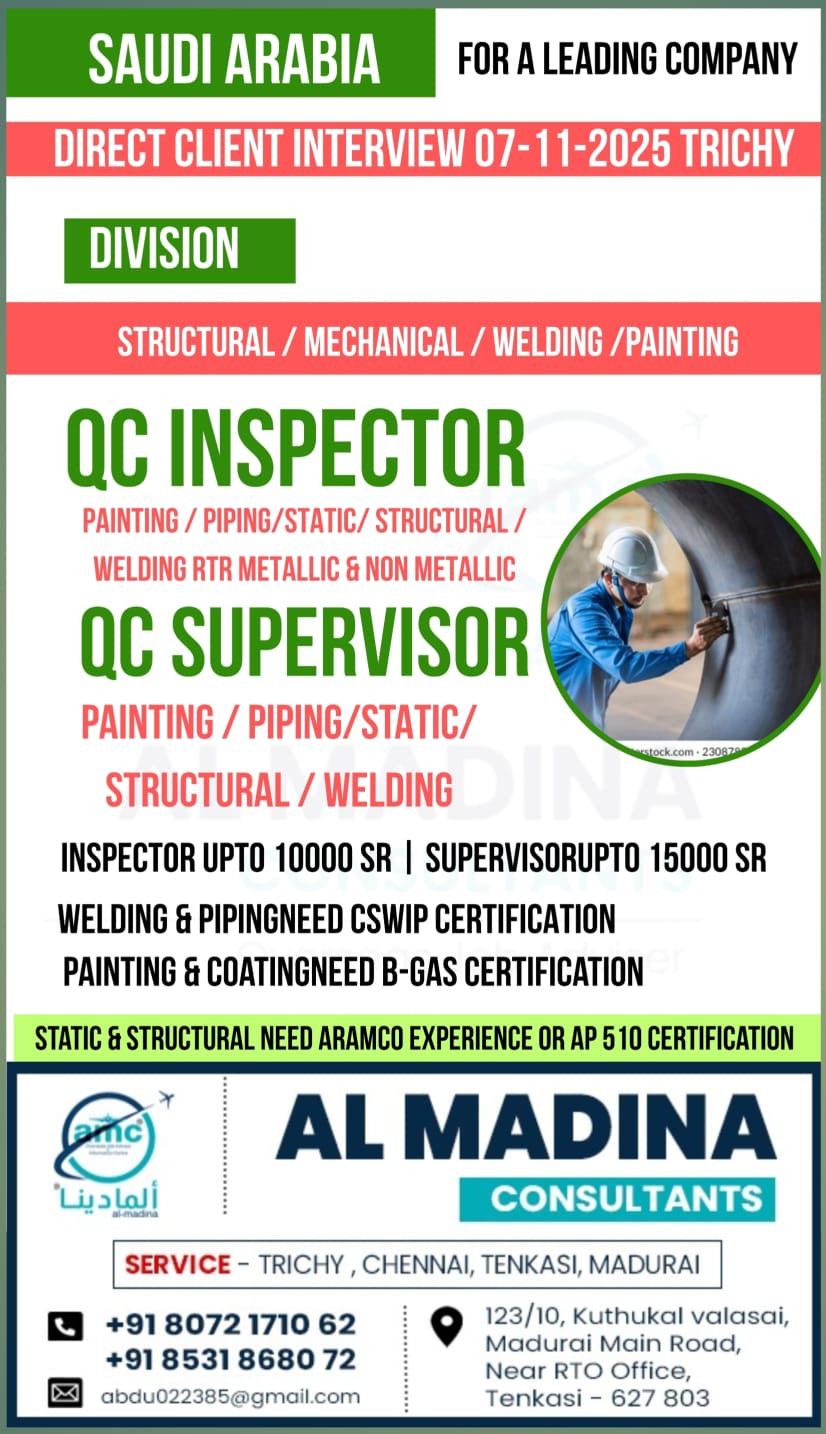 QC INSPECTOR QC SUPERVISOR