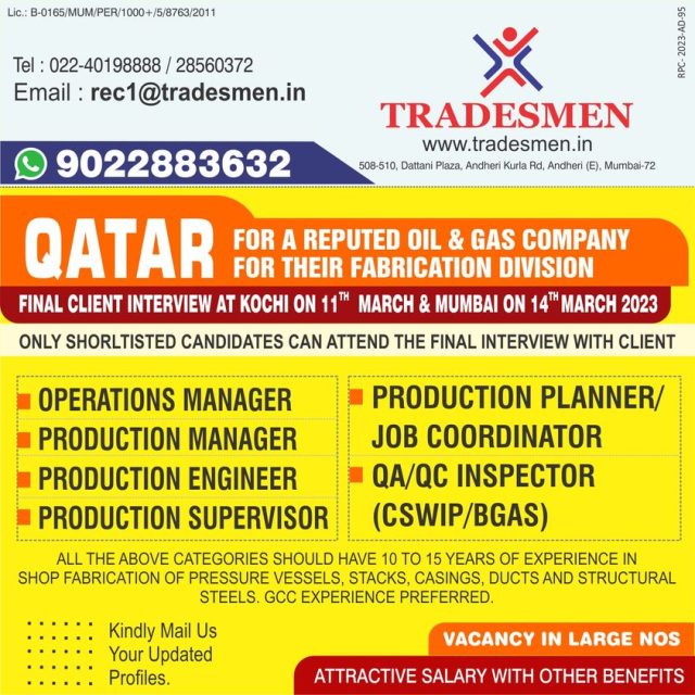 Fabrication work in Oil Gas