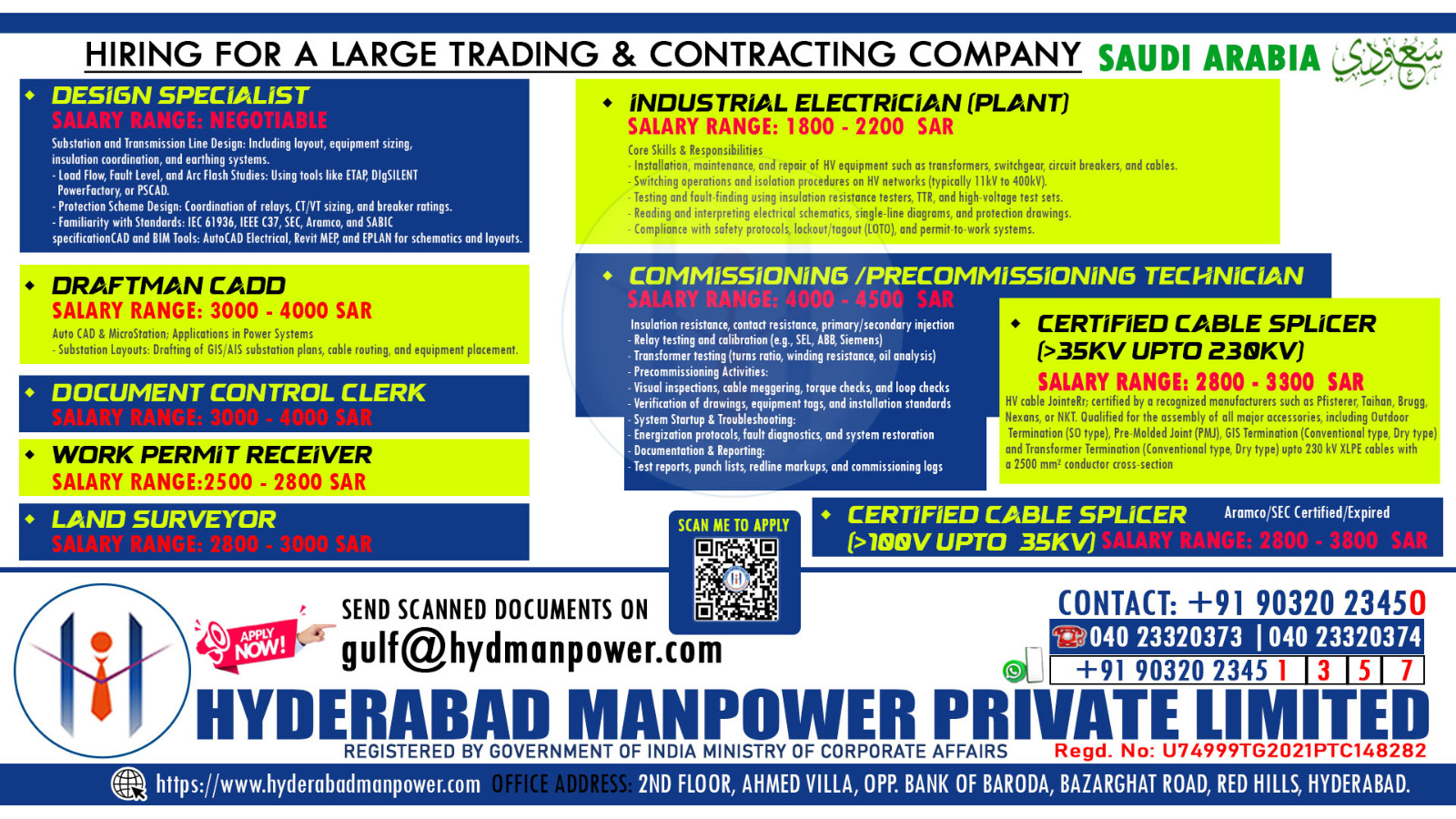 Urgent Hiring for A Large Trading & Contracting Company - Saudi Arabia