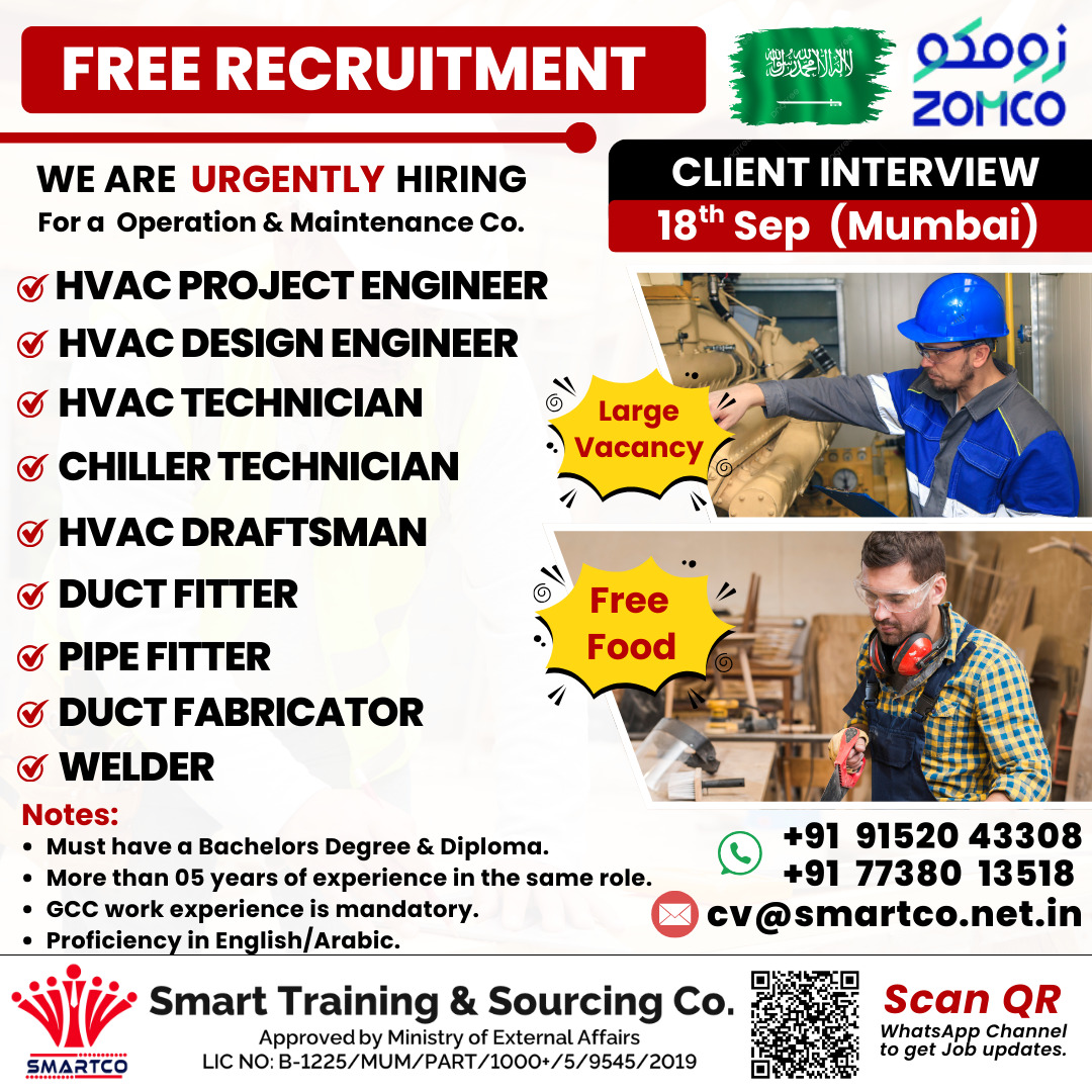 WE ARE URGENTLY HIRING For a Operation & Maintenance Co. HVAC PROJECT ENGINEER