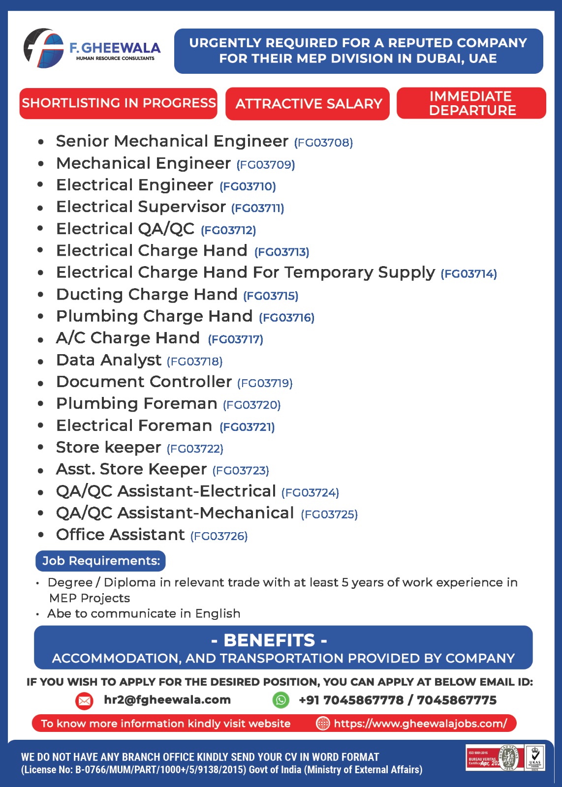 Senior Mechanical Engineer, Mechanical Engineer, Electrical