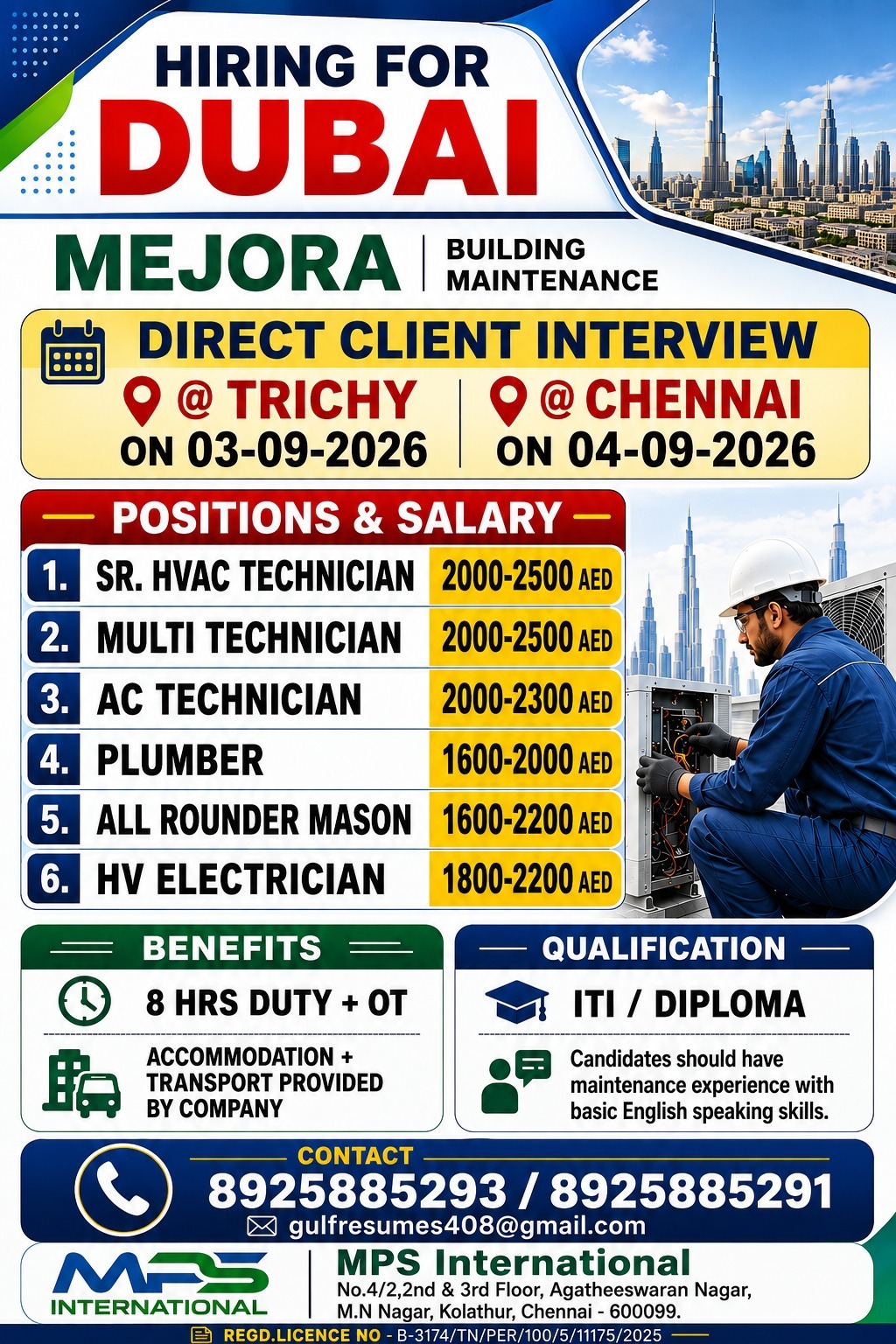 DIRECT CLIENT INTERVIEW  @ TRICHY — ON 03-09-2026 @ CHENNAI — ON 04-09-2026