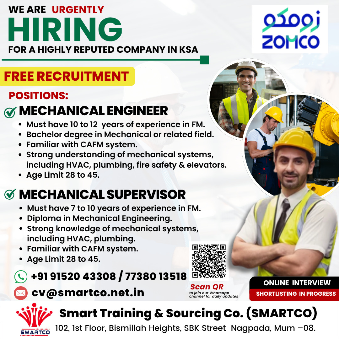 WE ARE URGENTLY HIRING FOR A HIGHLY REPUTED COMPANY IN KSA