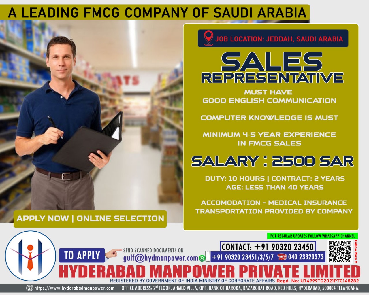 Urgent Hiring for A Leading FMCG Company of Saudi Arabia