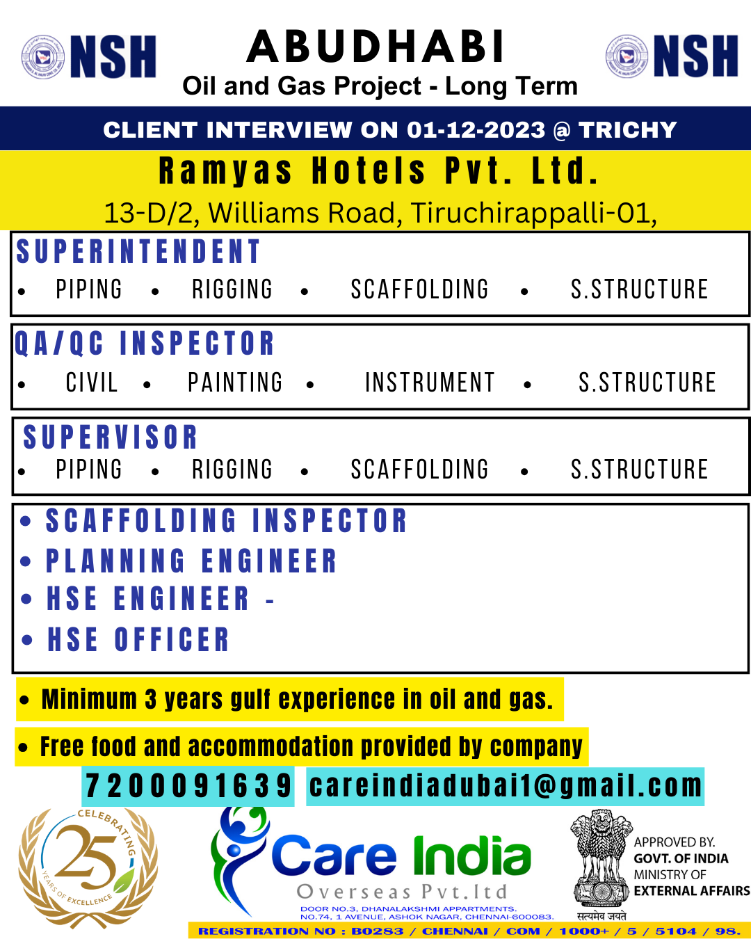 Walking interview for Abudhabi - NSH long term.