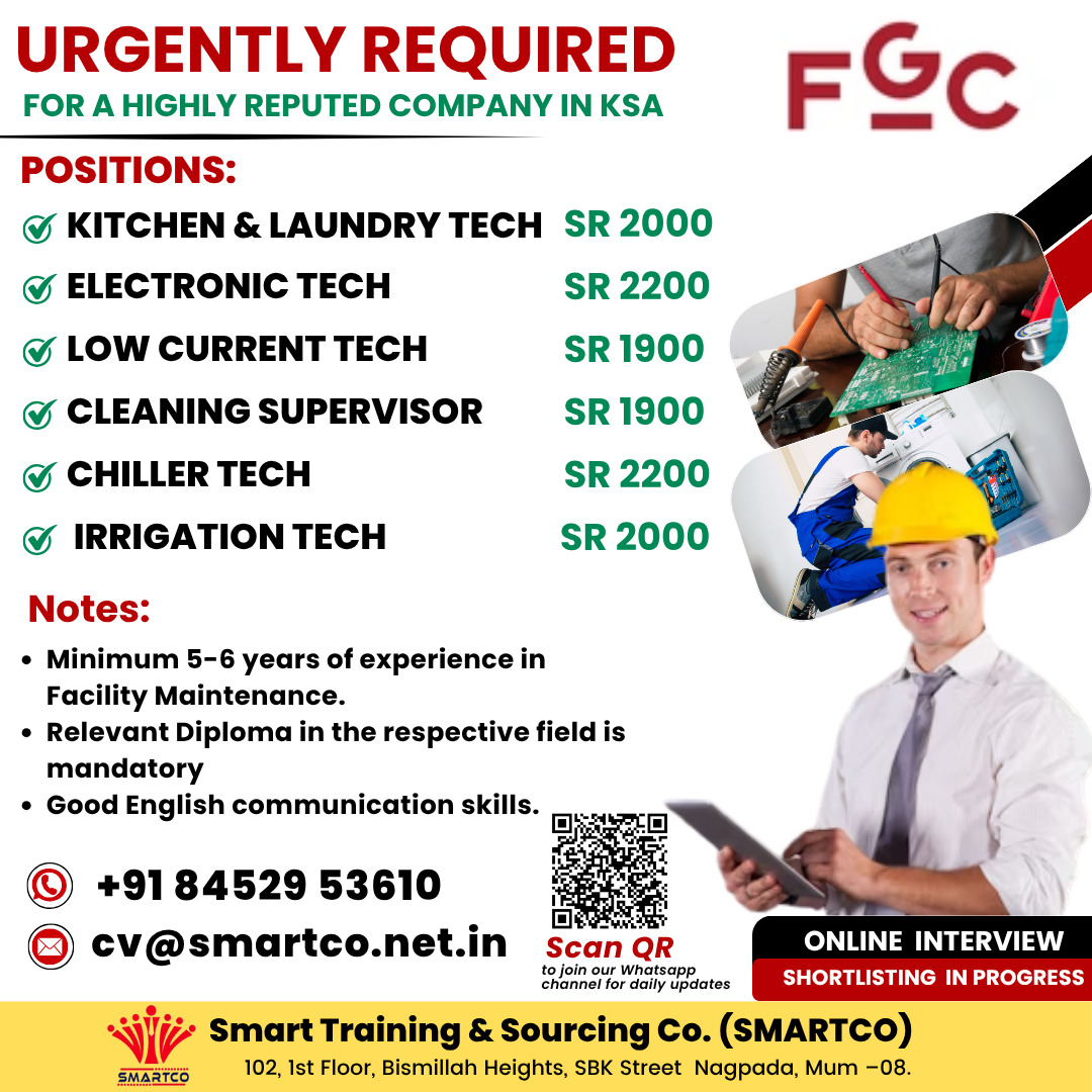 URGENTLY REQUIRED FOR A HIGHLY REPUTED COMPANY IN KSA