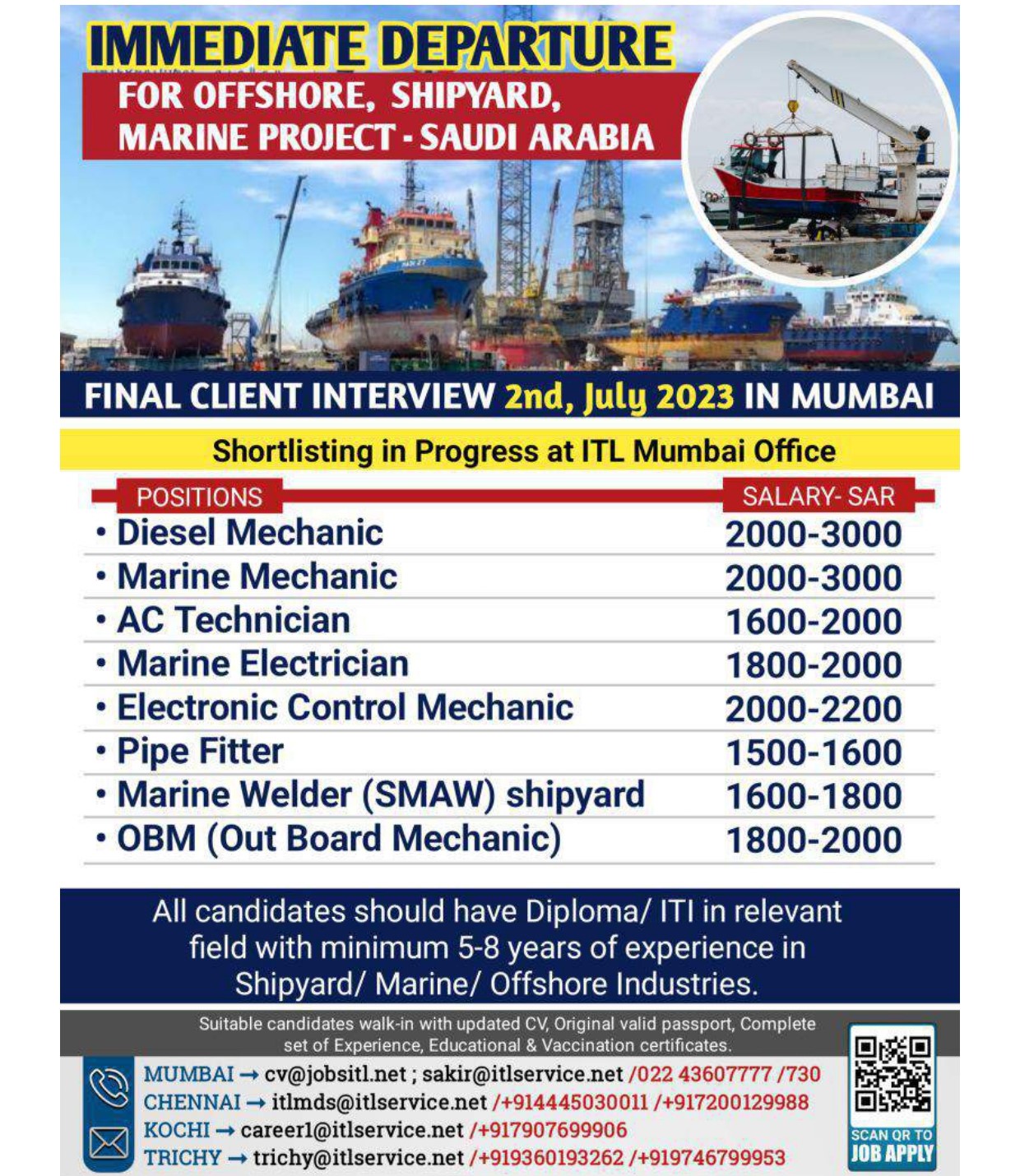 Immediate Departure for KSA