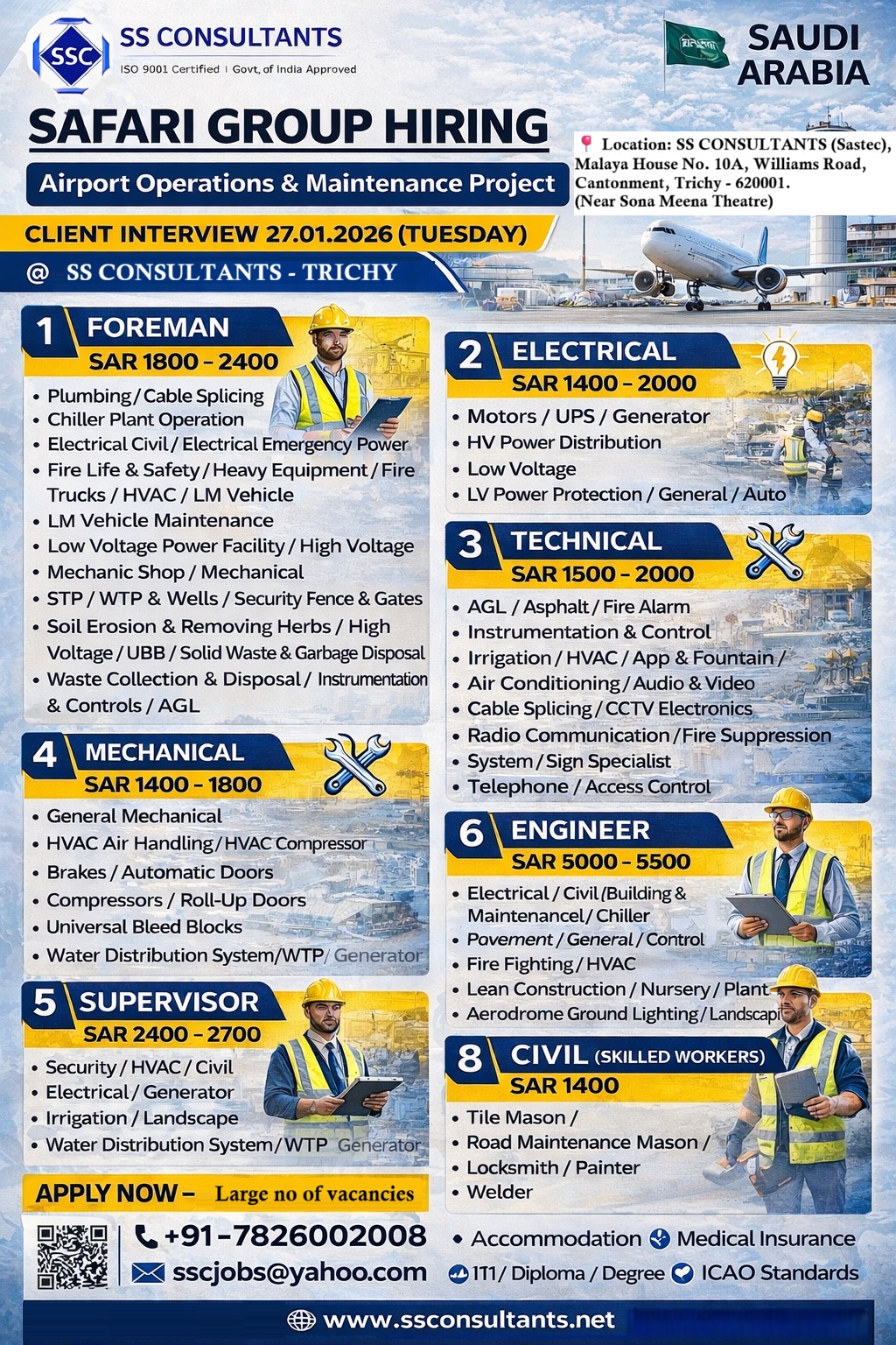 Saudi Arabia Airport Jobs 2026 | Gulf Jobs – Walk-In Interview | SS Consultants