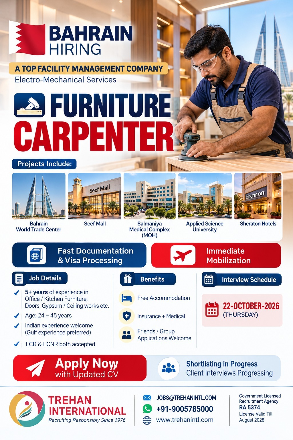 Furniture Carpenter Jobs in Bahrain