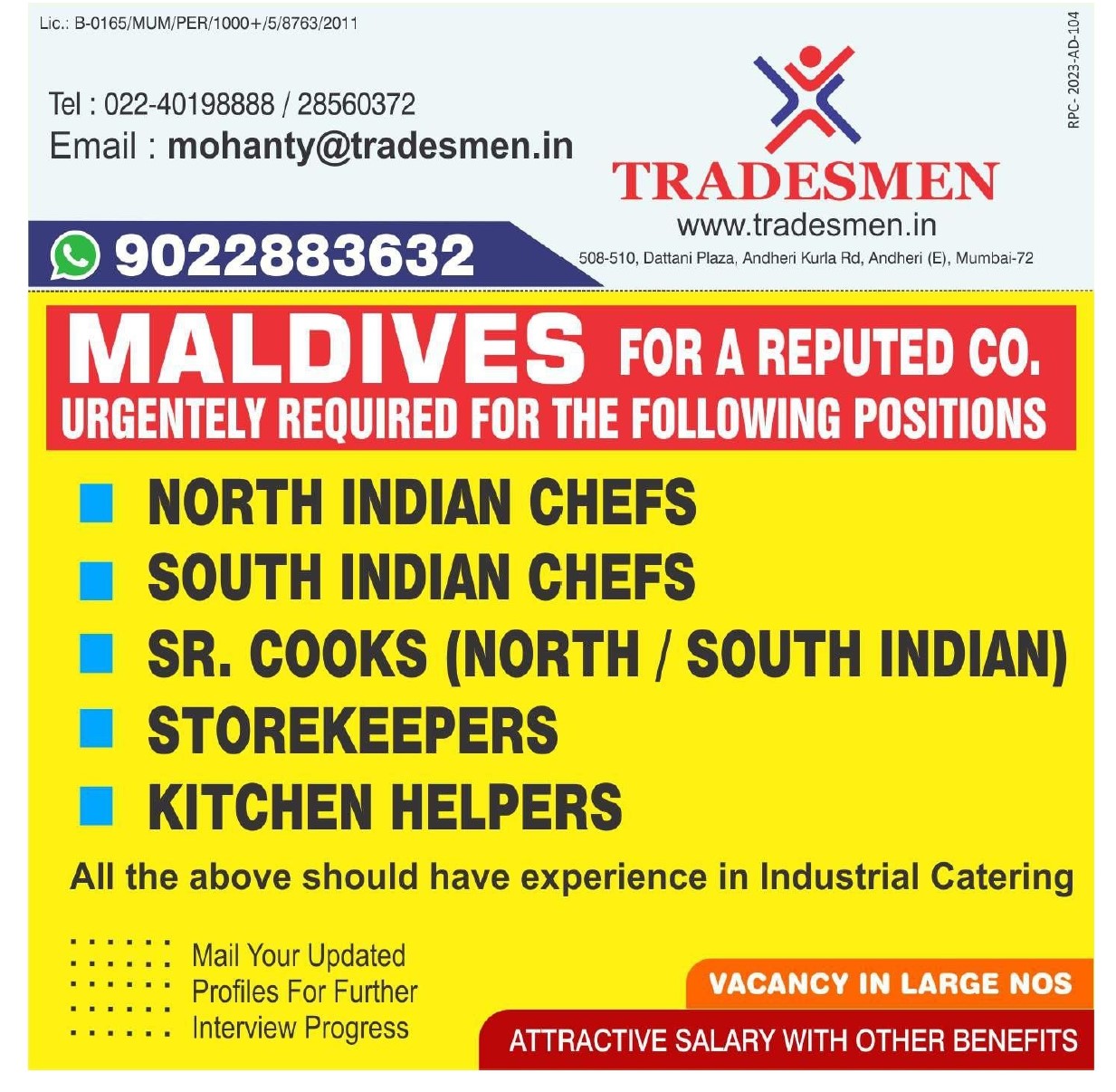 Hiring for Reputed Co. Maldives