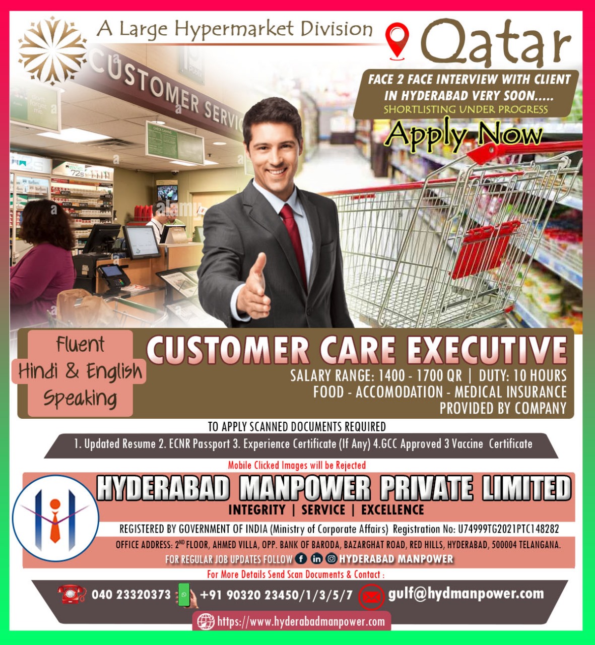 Urgent Hiring for A Large Hypermarket Division Qatar