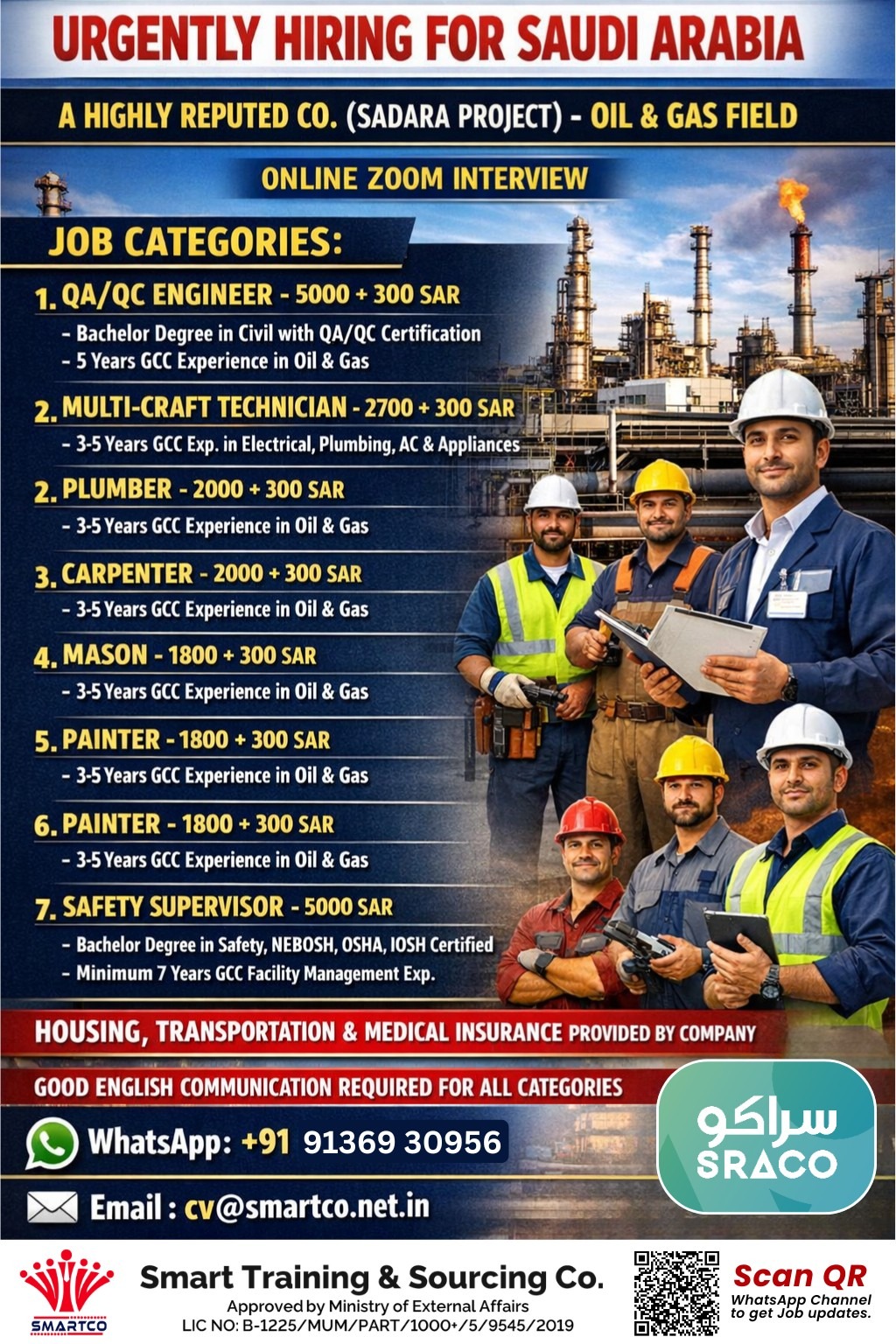 URGENTLY HIRING FOR SAUDI ARABIA A HIGHLY REPUTED CO. (SADARA PROJECT) - OIL & GAS FIELD