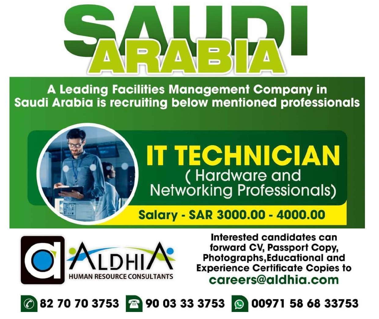 Need AC Technician for KSA