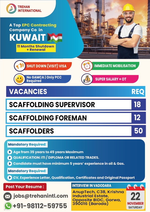 🚨 KUWAIT SHUTDOWN JOBS | IMMEDIATE MOBILISATION