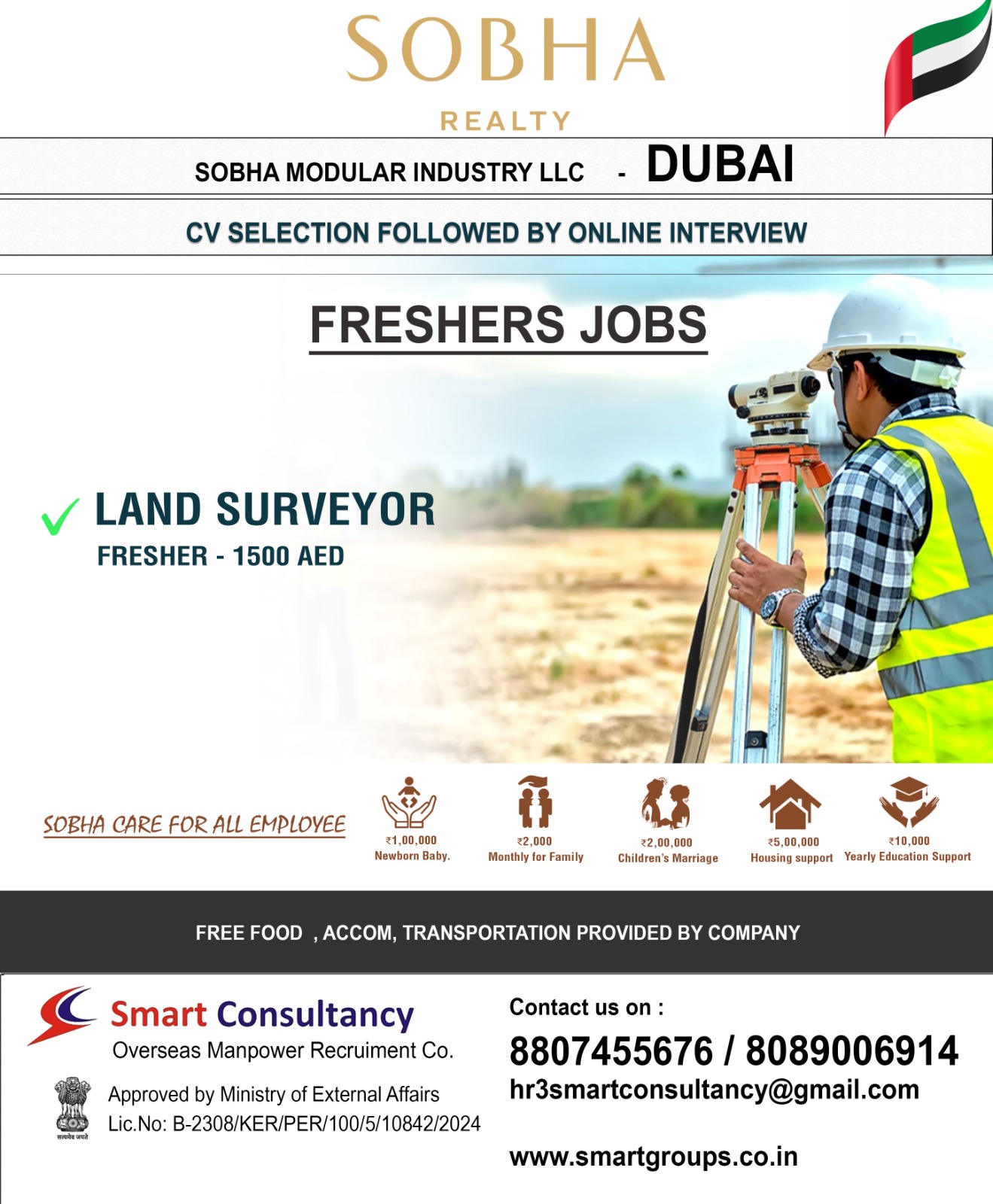 WE ARE HIRING  FOR SOBHA -DUBAI -CV SELECTION FOLLOWED BY ONLINE INTERVIEW -FRESHERS JOBS