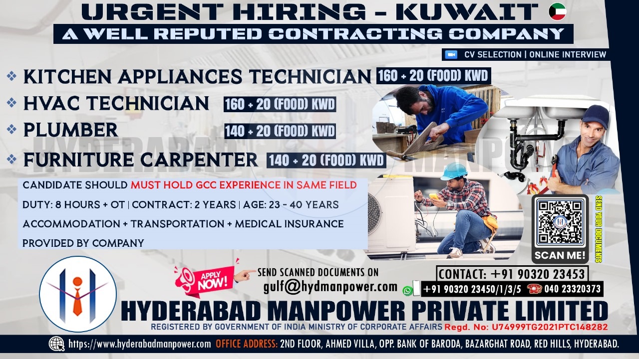 Urgent Hiring for A Well Reputed Construction Co. KUWAIT