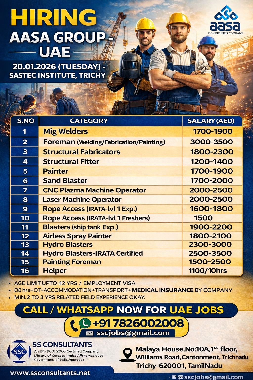 Urgent UAE Jobs – AASA Group Hiring | Welders, Fabricators, Operators